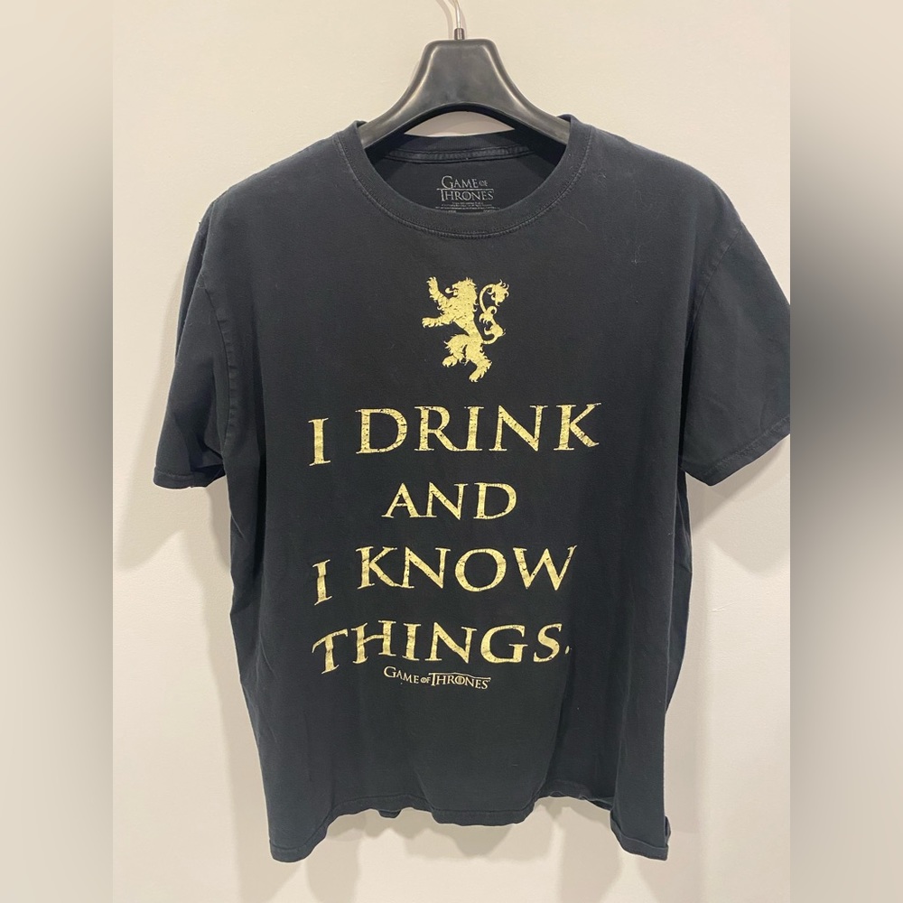 Game Of Thrones - I Drink And I Know Things T Shirt - Size L Black